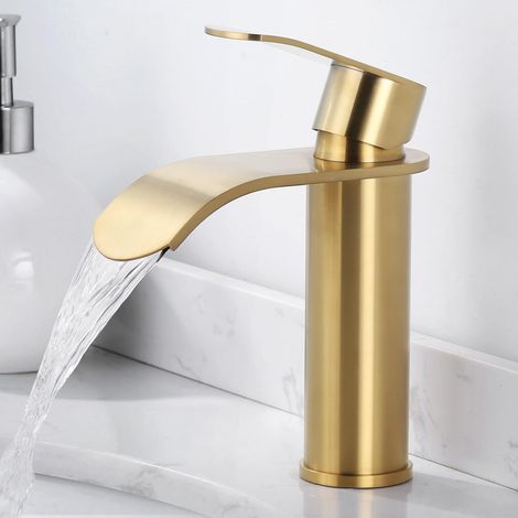 Waschtischarmatur mit wassersparendem, spritzfreiem Luftsprudler und Edelstahl-Keramikkartusche (1/4)