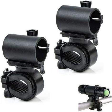 Support Lampe Vélo, Rotatif à 360 Degrés Support de Lampe de Poche de Vélo, Universel Pince de Lampe de LED à Dégagement Rapide pour Cyclisme L'équitation, 2 Pièces (1/5)