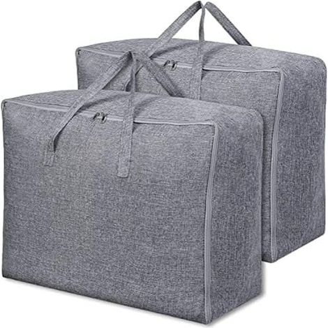 Set of 2 storage bags for thick duvets, clothes organizer for under the bed with reinforced handles for quilts, blankets, pillows, jackets, 70 cm x 50 x 30 cm, 105 l MUMU (1/4)