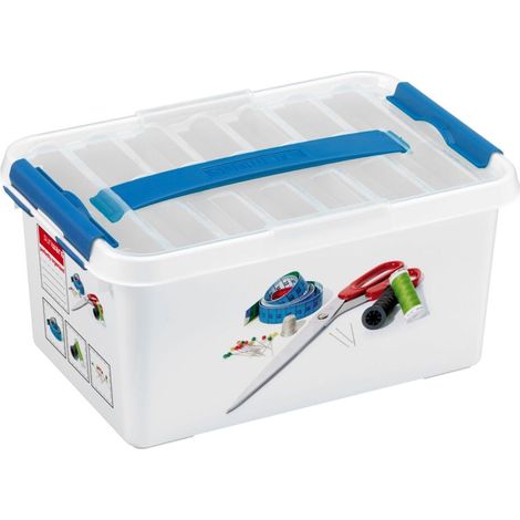 Boîte à couture Sunware Q-Line 6L 30x20x14 cm Blanc/Bleu (1/2)