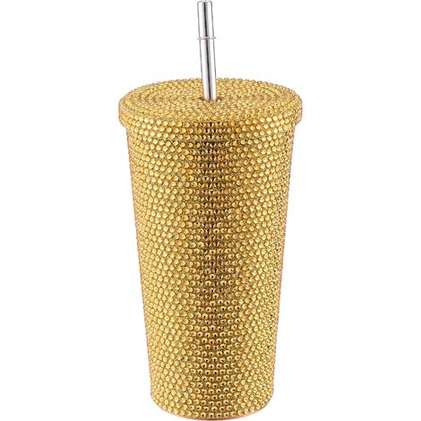 Gourde Isotherme Femme 500ml en Acier Inox avec Décor Strass, Bouteille Étanche Voyage (1/5)