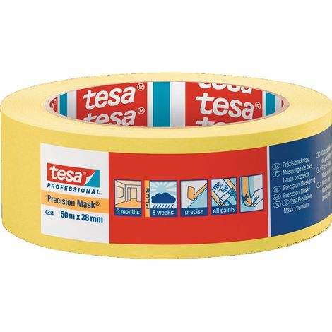 tesa PRECISION 04334-00003-00 Kreppband Präzisionskrepp® Gelb (L x B) 50 m x 38 mm 1 St.