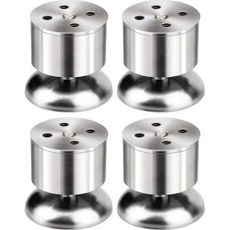 Lot de 4 Pieds - 6cm de Meuble Réglable Pieds de Table en Acier Inoxydable avec Tapis en Caoutchouc et Vis (1/5)
