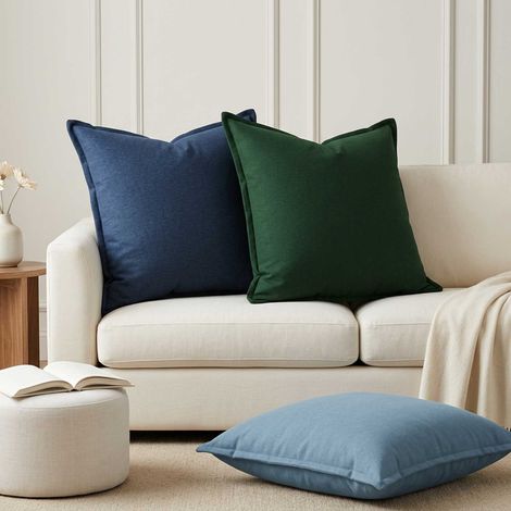 vidaXL Cushion Cover 2 pcs HOUTEN Jeans Blue 70 x 70 cm Faux Linen (1/5)