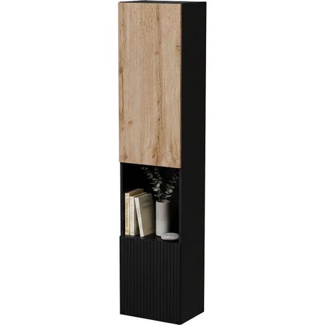 Vetrina Botte, Mobile Espositore 4 Ripiani, 2 Ante, Apertura Push Pull, 39.9x29.8x180h cm Nero Antracite