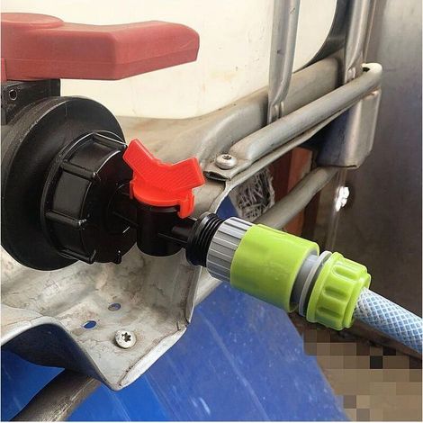 Robinet Cuve 1000L Avec Adaptateur Robinet Tuyau Arrosage, IBC Raccord Robinet, Adaptateur en plastique 3/4",valve de dérivation avec tétine + conne