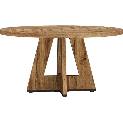 CHICFURN Tavolo rotondo da pranzo 120 cm in legno naturale stile rustico, per 4 persone senza sedie (1/5)