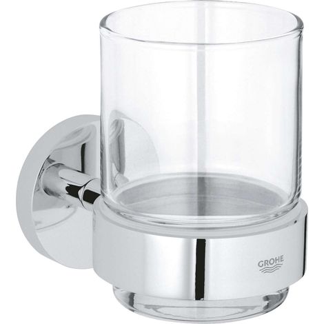 Grohe QuickFix Start - Zahnputzbecher mit Halter, Glas/Chrom 41194000 (1/2)