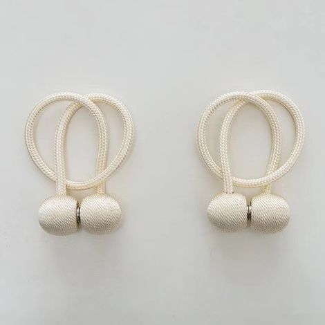 Lot de 2 Embrasses Rideaux Magnétiques – 10 Couleurs, Corde Polyester Reinforcée – pour Salon, Chambre, Salle à Manger & Salle de Bain (Beige)