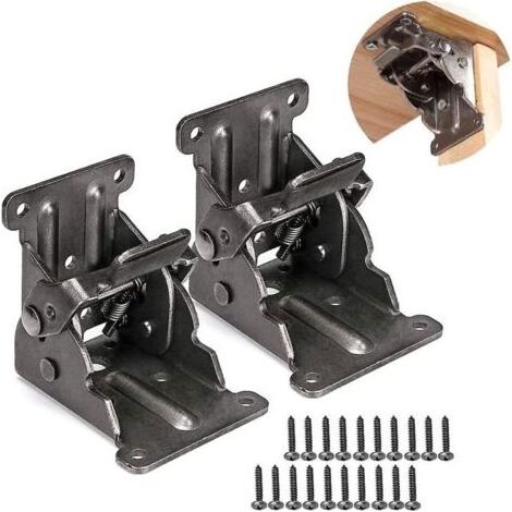 Charnières autobloquantes 2 pièces, raccords de pieds de support pliants, attelle d'angle pour pieds pliants, établi pliant, avec 20 vis (1/5)