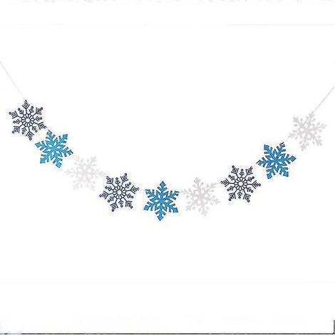 Bannière de flocons de neige pailletés, décorations de fête de Noël, 1 pièce, bleue (1/5)