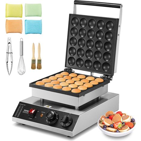 Appareil à Poffertjes Machine à Mini Pancakes VEVOR 1700W 25 Moules 43 mm Inox Antiadhésif Argent PC-25-2 (1/5)