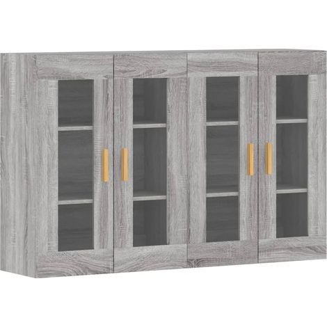 Conjunto de 2 elegantes armarios de almacenamiento de pared 69,5 x 34 x 90 cm fabricados en madera de ingeniería Sonoma gris 020055404 (1/5)