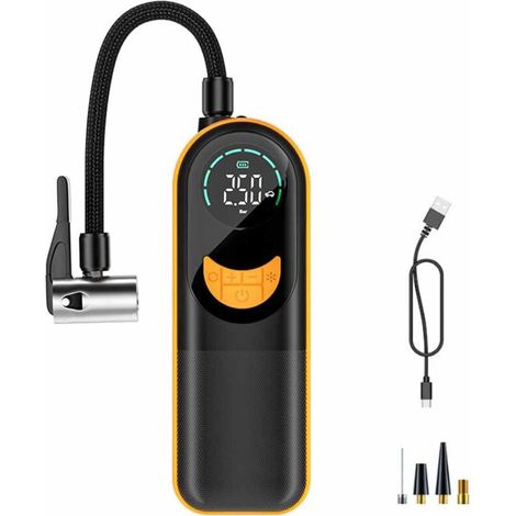 Luftkompressor, 1865022000 mAh, Autoreifenfüller, Fahrradpumpe, 5 Aufpumpmodi, Digitalanzeige, digitaler LCD-Bildschirm, LED-Licht und USB-Anschluss, geeignet für Motorräder, Roller, Autos (1/4)