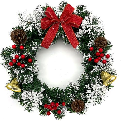 Couronnes de Noël, 40CM Christmas Wreath avec Clochette Boule Noël Décoration Suspendue Murale pour Porte Mur Fenêtre Cheminée Murale Guirlande Sapin Noel Porte Mur Fenêtre Escalier Cheminée (1/5)