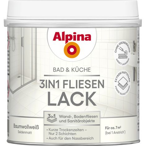 Alpina Bad & Küche Fliesenlack 3 in 1 weiß 500 ml (1/3)