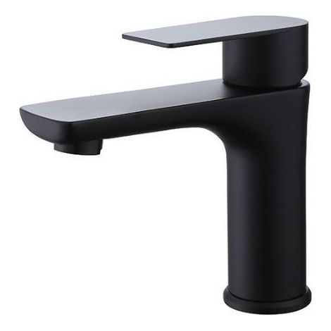 Waschtischarmatur in Mattschwarz – Mischbatterie für Warm- und Kaltwasser – ABS-Luftsprudler – Ergonomischer Griff aus Zinklegierung (1/3)