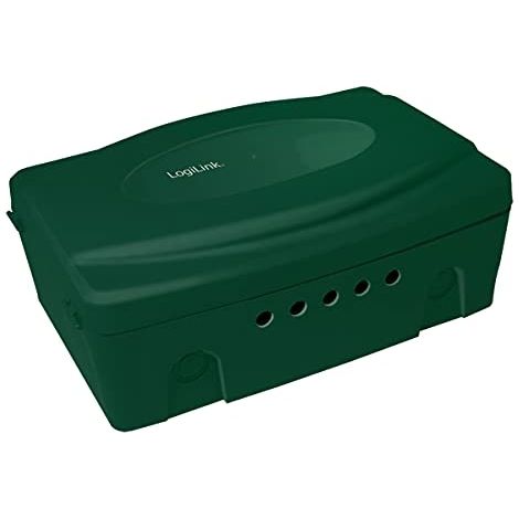 Caja de protección de cables impermeable IP54 de color verde para jardín e iluminación.