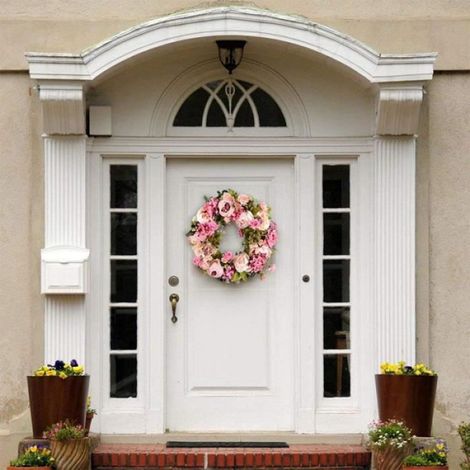 Couronne de fleurs artificielles, 40 cm, couronne ronde pour la porte d'entrée, idéale pour les mariages et la décoration (1/3)