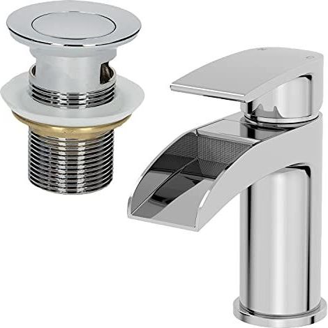 Waterfall Bathroom Mono Basin Mixer Tap Waste Modern Chrome