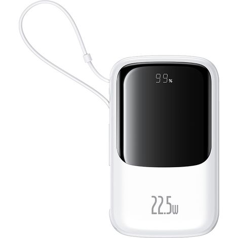Batería externa Qpow Pro+ de 10000 mAh y 22,5 W con puerto USB-C - blanca (1/5)