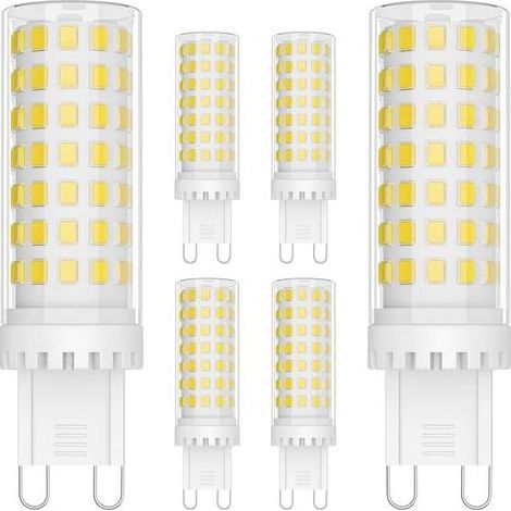 6 Pack Ampoule LED G9 9W Économie d'énergie Équivalent 70W Lampe Halogène G9 LED 360° Angle de faisceau AC220-240V 900LM 6000K pour Chambre Salon Cuisin,Non Dimmable