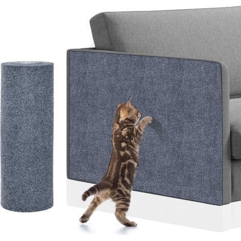 1 Tapis Griffoir Chat Auto-Adhésif, Polyester Résistant, Trimmable Pour Canapé Et Mur, Gris (1/5)