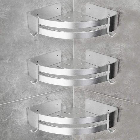 Lot de 3 Etagères de Douche en Aluminium avec Crochets sans Perçage Etagère d’Angle de Douche (1/5)