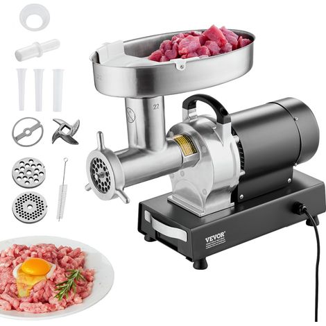Hachoir à Viande Électrique Capacité 6,35 kg/min, Hachoir Électrique Commercial de Comptoir, Poussoir à Saucisses en Acier Inoxydable, avec Lame et Plaque de Broyage, pour Cuisine et Restaurant (1/5)