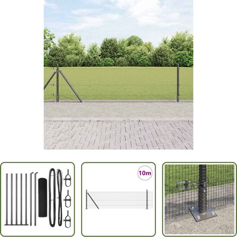 vidaXL Acier résistant - Poteau de clôture. Gris (1/5)