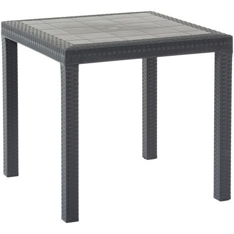 Tavolo quadrato 80x80cm esterno giardino in polipropilene rattan Dallas - Tortora