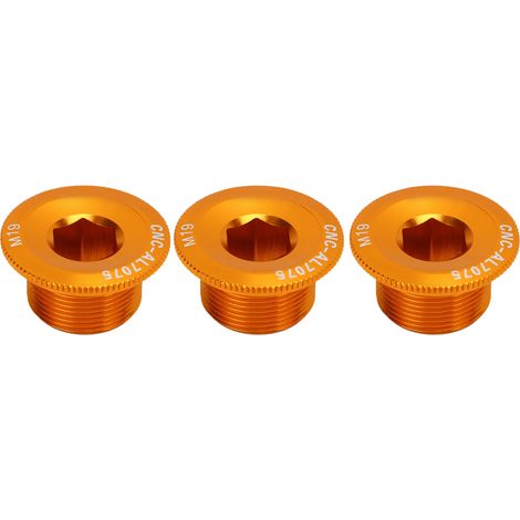 Set mit 3 M19 Kurbeldeckelschrauben, rostfrei, hochpräzise, Aluminiumlegierung, für Mountainbikes, goldfarben (1/5)