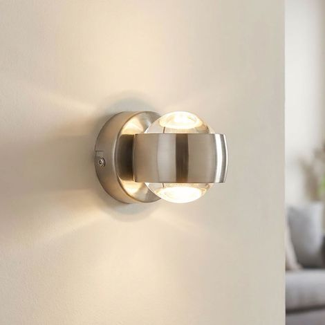 Applique a LED Faretto da parete Lampada da soggiorno Up Down Argento Metallo Vetro Nichel (1/5)