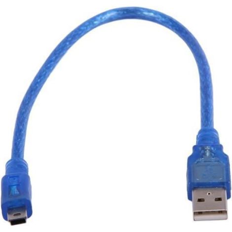 Cable Mini Usb - Pour Carte Contrôleur Arduino Nano - Longueur 30 Cm - Matériau Pvc - Couleur Bleu - 1 Pièce (1/4)