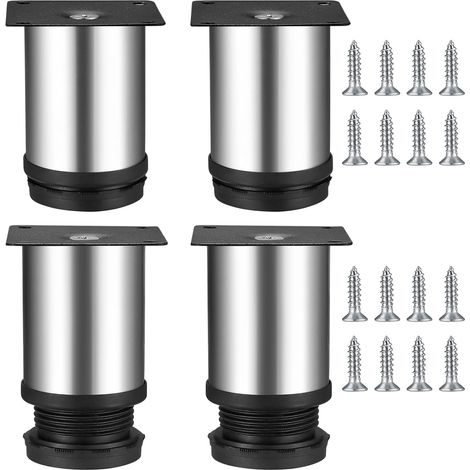 (4 Stück) Höhenverstellbare Möbelfüße, Tischbeine aus Metall, Füße für Küchenmöbel, Sofas, Schränke, Tische, Edelstahl (1/5)