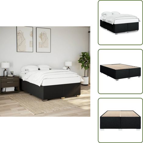 vidaXL Cadre de lit sans matelas noir 140x200 cm tissu (1/5)