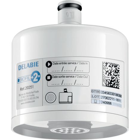 Delabie BIOFIL Filter für Waschtisch oder Dusche Steril 10 Stück 3 Monate zentrierter Strahl (1/2)