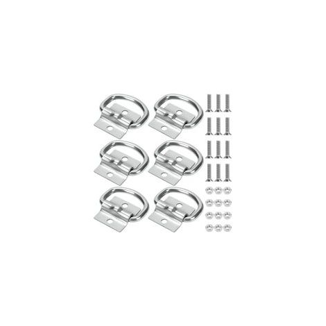 (Argent)6 Pièces Anneau Arrimage, Anneau Arrimage D'arrimage en D Ancrage, Porteur 500 kg, avec 12 Jeux Vis pour Sécuriser Marchandises sur Remorques, Camions, Navires