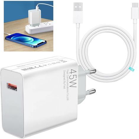 45-W-Schnellladegerät für Xiaomi mit 6-A-USB-C-Kabel (1 m), Turbo-Ladegerät für Xiaomi Redmi Note 12/12S/13/14/14 Pro/15 4G/15 5G, Redmi 10/9 Pro/13C/14C/15C/A3, POCO X7/M4/M6/Pad (1/5)