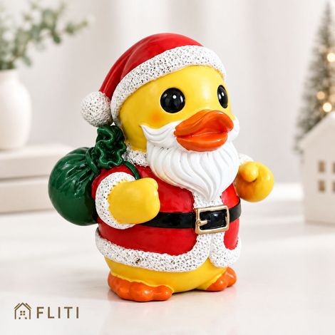 FLITI Entenfigur Weihnachtsmann Kompakt Rot und Weiß Festliche Heim- und Bürodekoration (1/5)