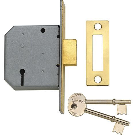 Yale 650322105025 PM322 3-Lever Mortice Deadlock in Polished Brass – 65mm (2.5-inch) Security Lock (1/2)