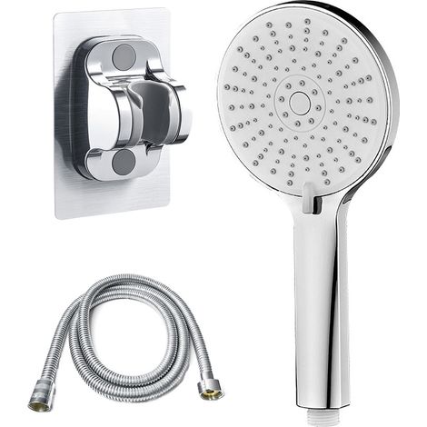 Große 12 cm (4,7 Zoll) Handbrause, wassersparend, 5 einstellbare Strahlarten, bohrfreie Halterung und Schlauch inklusive, Badezimmerdusche