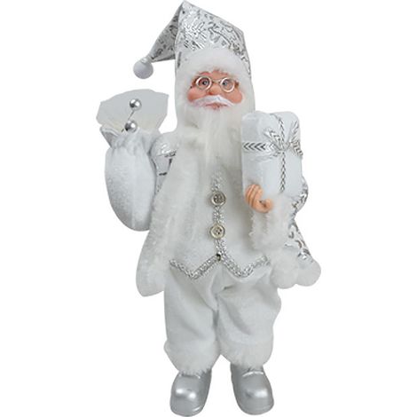 Décoration De Noël En Résine, Statue Père Noël Blanc Debout Ou Assis, Figurine Festive Pour Maison Et Jardin, Hauteur 35 Cm -KZQ (1/2)