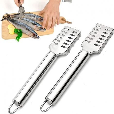 2-teiliger Fischschuppenschaber aus Edelstahl, Küchenutensil