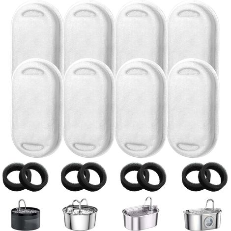 CCYKXA8 pièces Filtre Fontaine Eau Chat, Remplacement Filtres pour 3,2L/2L Fontaine à Eau pour Chat,8 Filtres à Charbon plus 8 Filtre à Mousse (1/5)