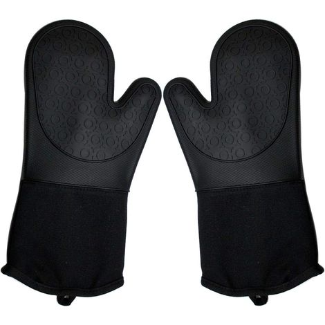 pezzi - guanti da forno professionali in silicone - lunghezza al gomito - imbottiti e resistenti al calore - 36 cm, adatti per cuocere e cucinare in cucina (1/4)