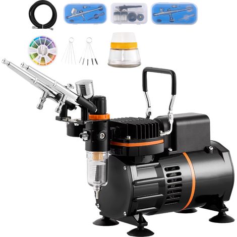 Système Aérographe Professionnel Complet avec Compresseur Double Ventilateur Aérographe Précision et Kit Nettoyage Peinture et Modélisme (1/5)