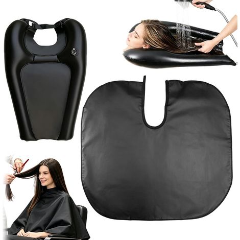 Bac à Shampoing Gonflable Domicile, Lavabo Portable pour Lavage des Cheveux, Bassin PVC Imperméable avec Cape de protection pour Personnes Âgées Handicapées Femmes Enceintes Enfants Soins à Domicile (1/5)