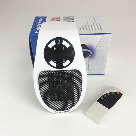 Chauffage d'appoint 500 W, chauffage d'appoint électrique à prise murale comme vu à la télévision avec thermostat réglable et minuterie et affichage