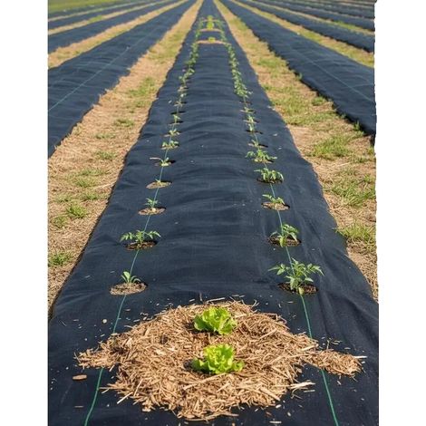 Tissu de Barrière à Mauvaises Herbes, Design Tissé Durable, Contrôle Efficace du Jardin, BLANC (1/2)